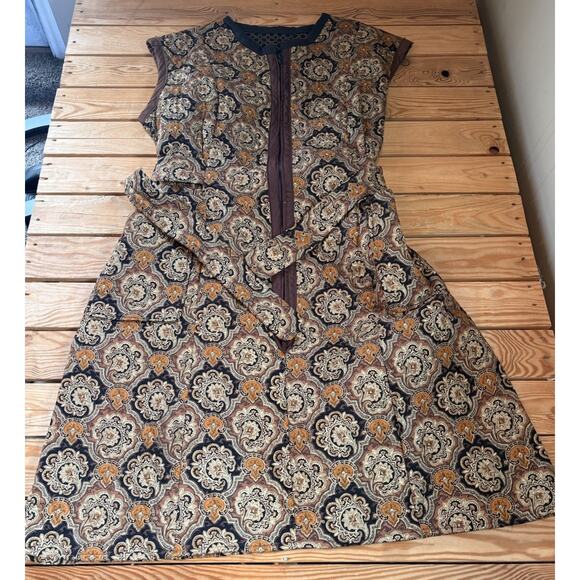 Handmade Dresses & Skirts - Vintage Handmade Quilted sleeveless Zip Dress Size L Brown Q11